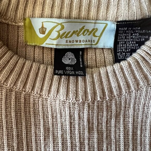 VIINTAGE Burton Snowboards Sweater 100% Pure Virgin Wool Pullover Men’s Size S - Picture 6 of 8